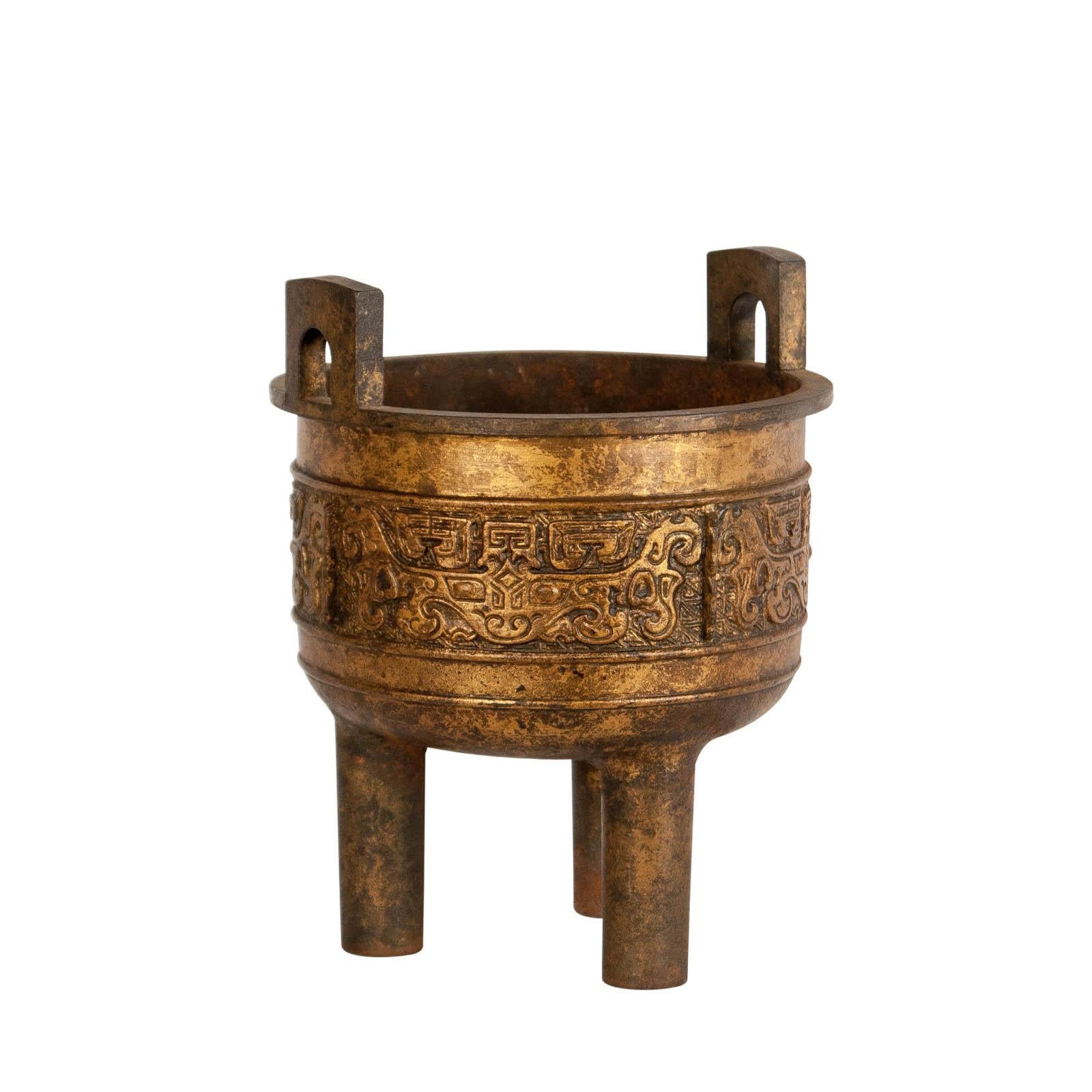 Archaistic Gilt Iron Archaic Style Censer, China, circa 1900