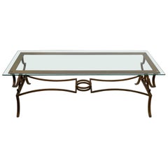 Gilt Iron Base Coffee Table after Poillerat