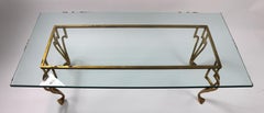 Gilt Iron Base Coffee Table with Plate Glass Top
