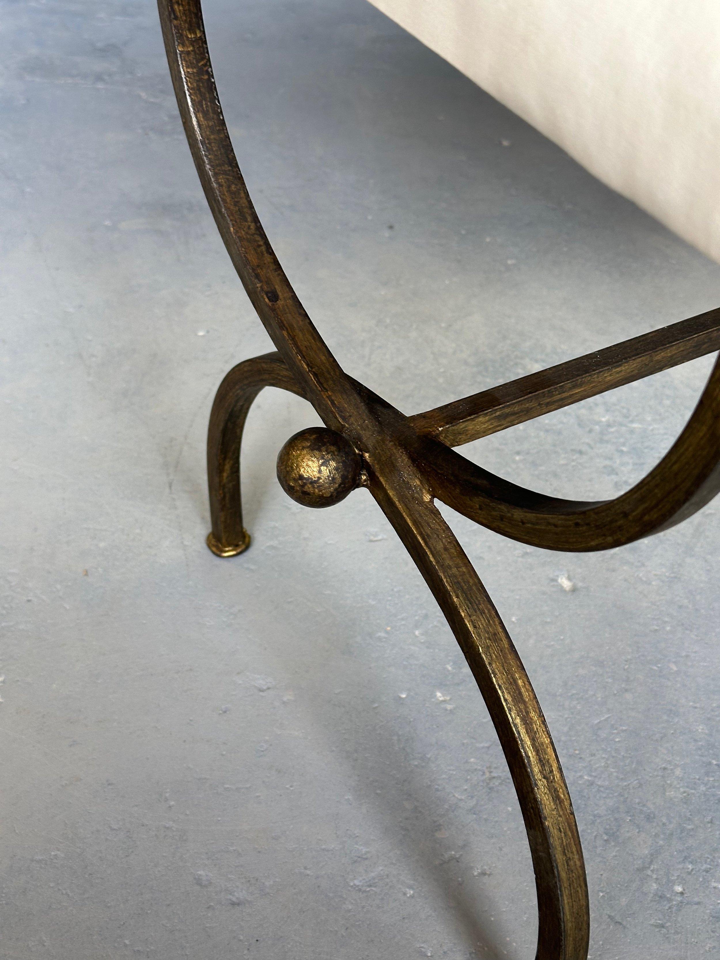 Gilt Iron Bench in Muslin For Sale 6
