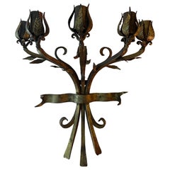 Vergoldetes Eisen Bronze Floral Wand-Kerzenhalter