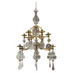 Gilt iron chandelier 12 arms Erik Hoglund Sweden circa 1970
