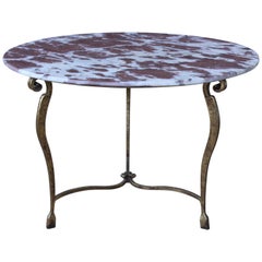 Gilt Iron Cocktail Table with Red Marble Top, France, 1950s