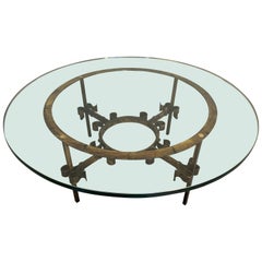 Gilt Iron Coffee/Cocktail Table in the Manner of Gilbert Poillerat