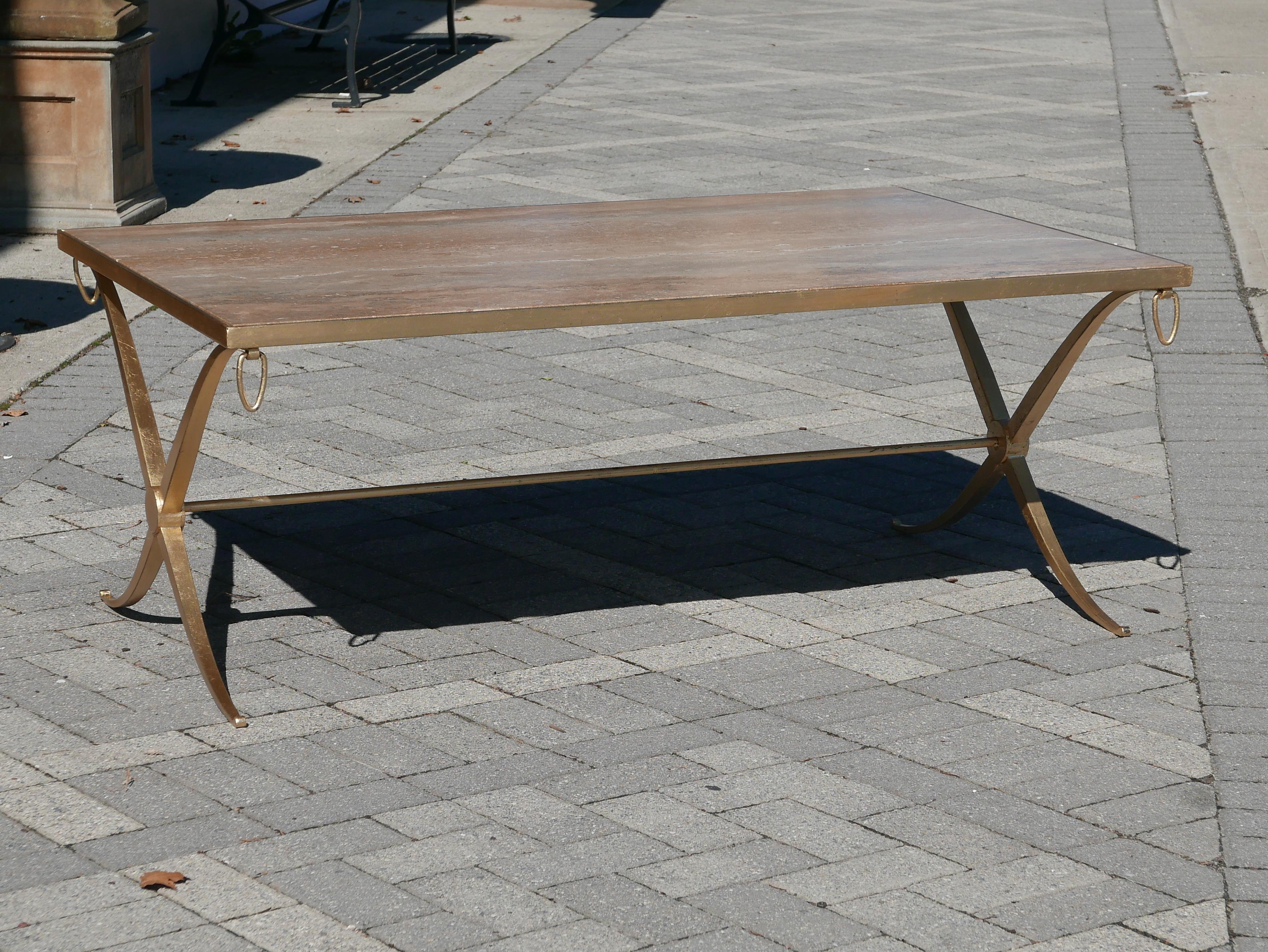Gorgeous vintage Barbara Barry for Baker coffee table in gilt iron. Perfect scale and incredibly well made.