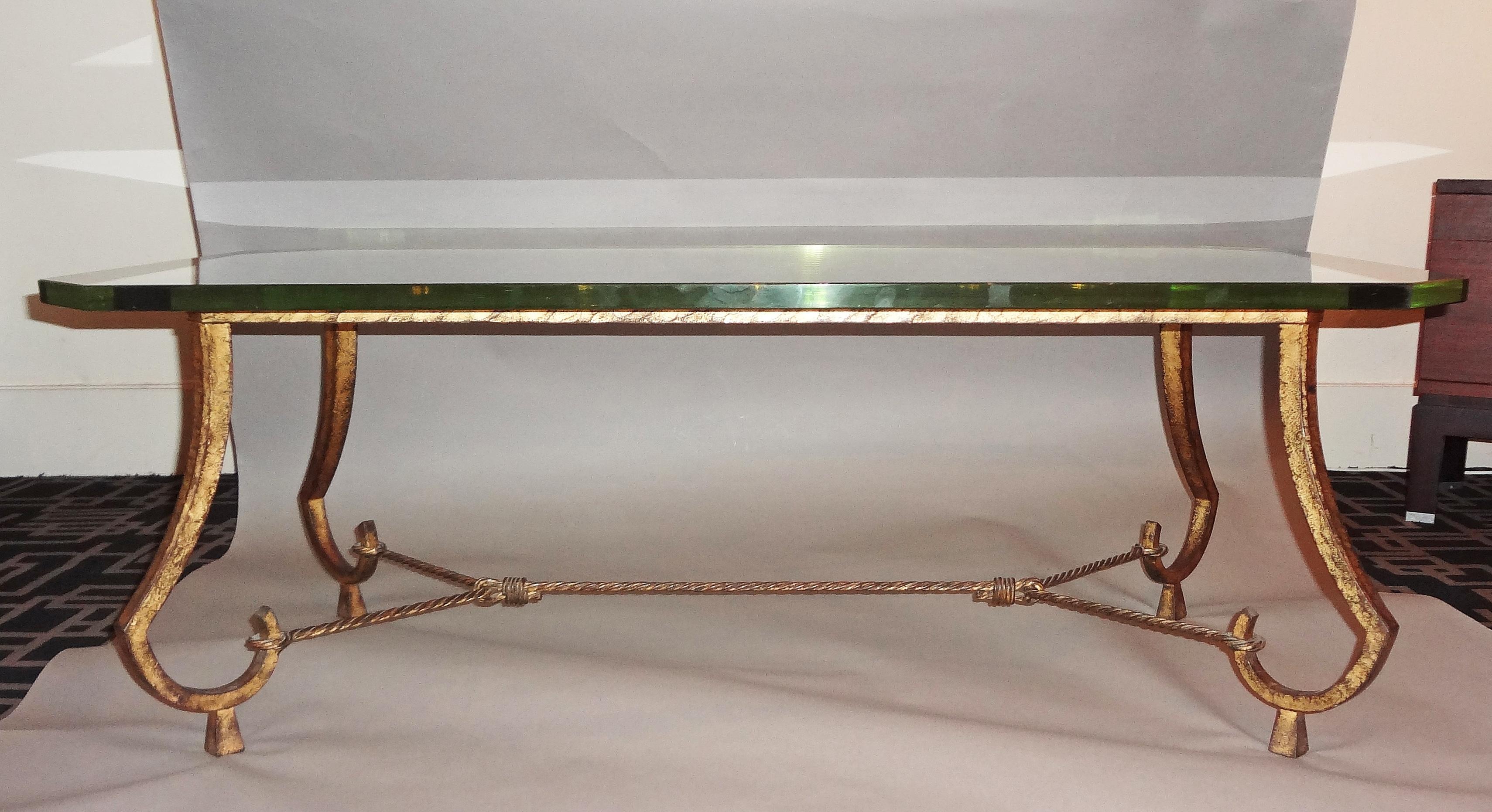 Mid-Century Modern Gilt Iron Coffee Table by Maison Ramsay, 1950s