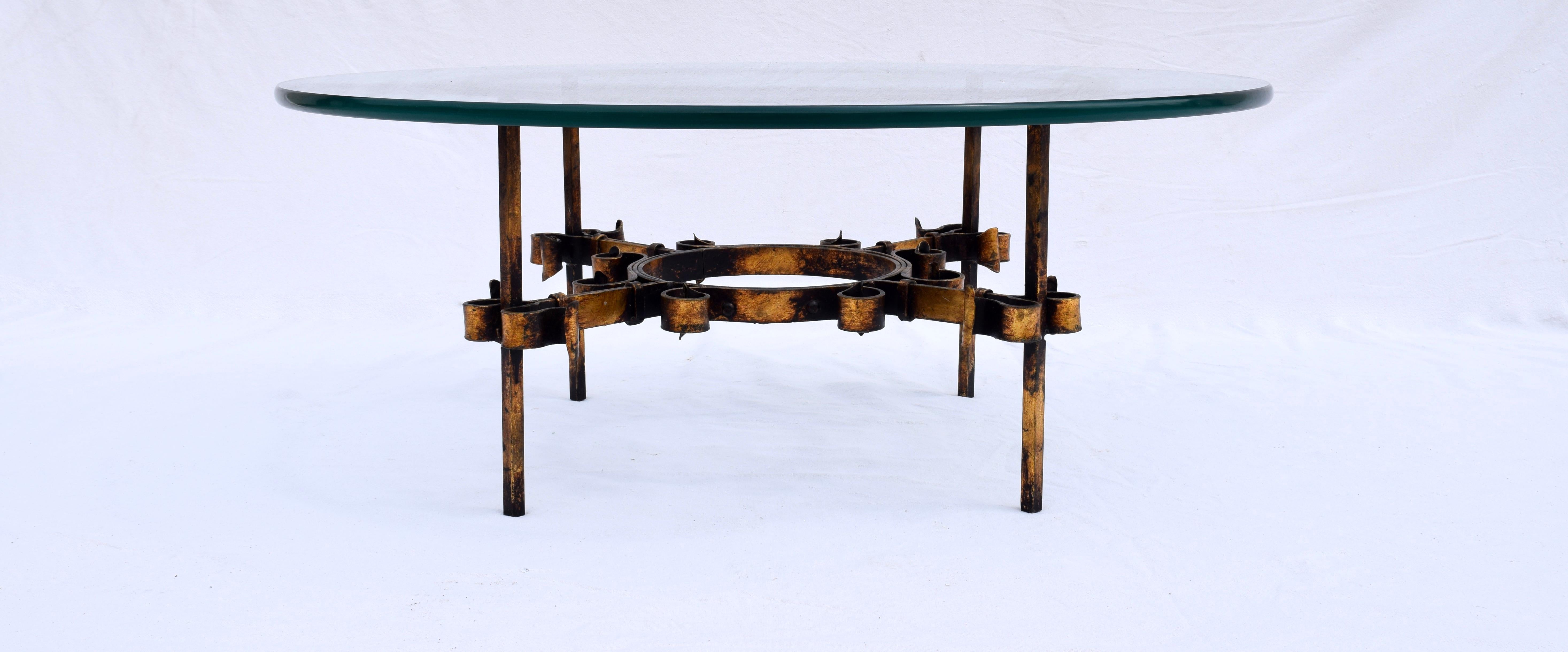 Forged Gilt Iron Coffee Table in The Manner of Gilbert Poillerat