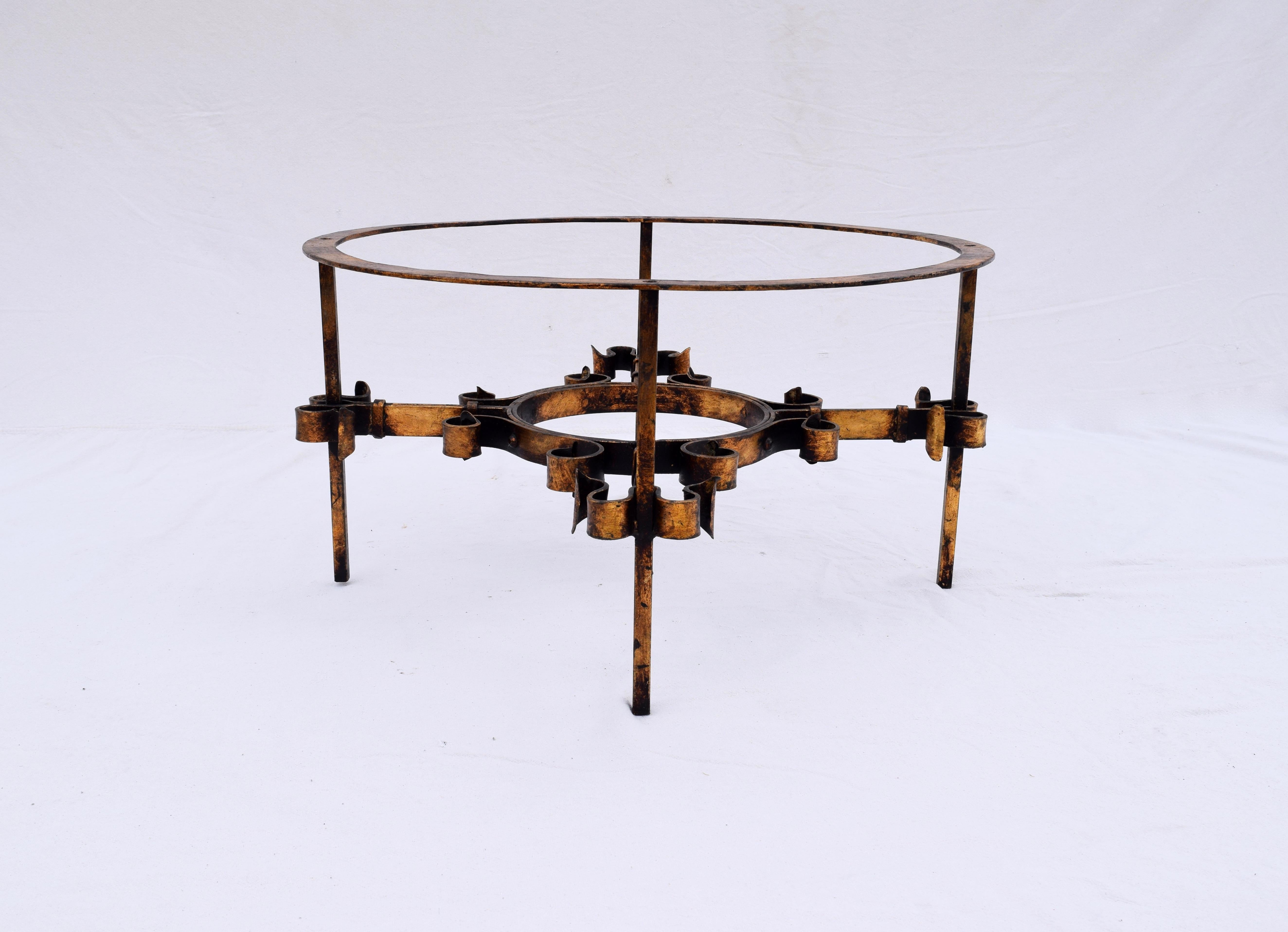 Wrought Iron Gilt Iron Coffee Table in The Manner of Gilbert Poillerat