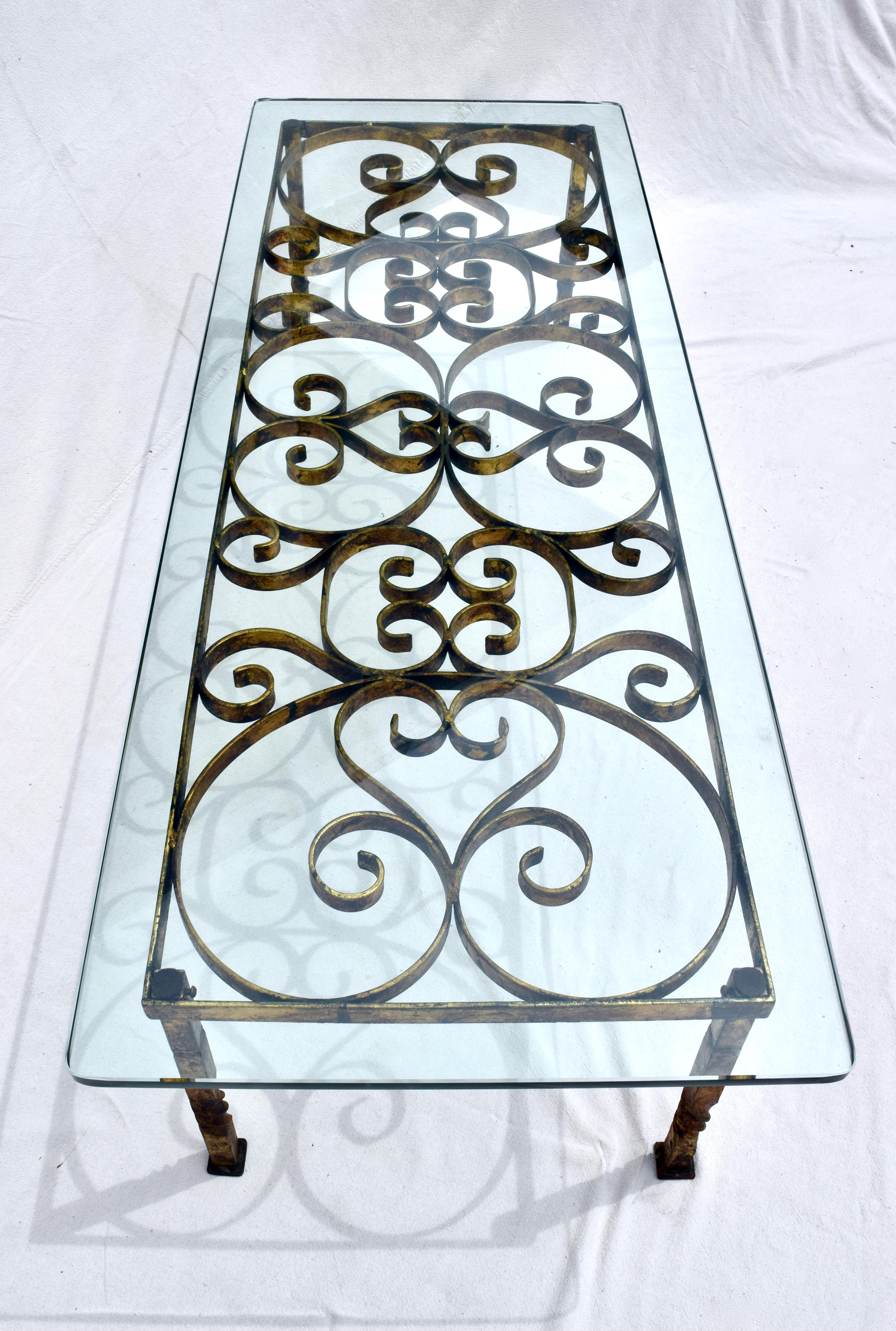Forged Gilt Iron Coffee Table in the Manner of Gilbert Poillerat