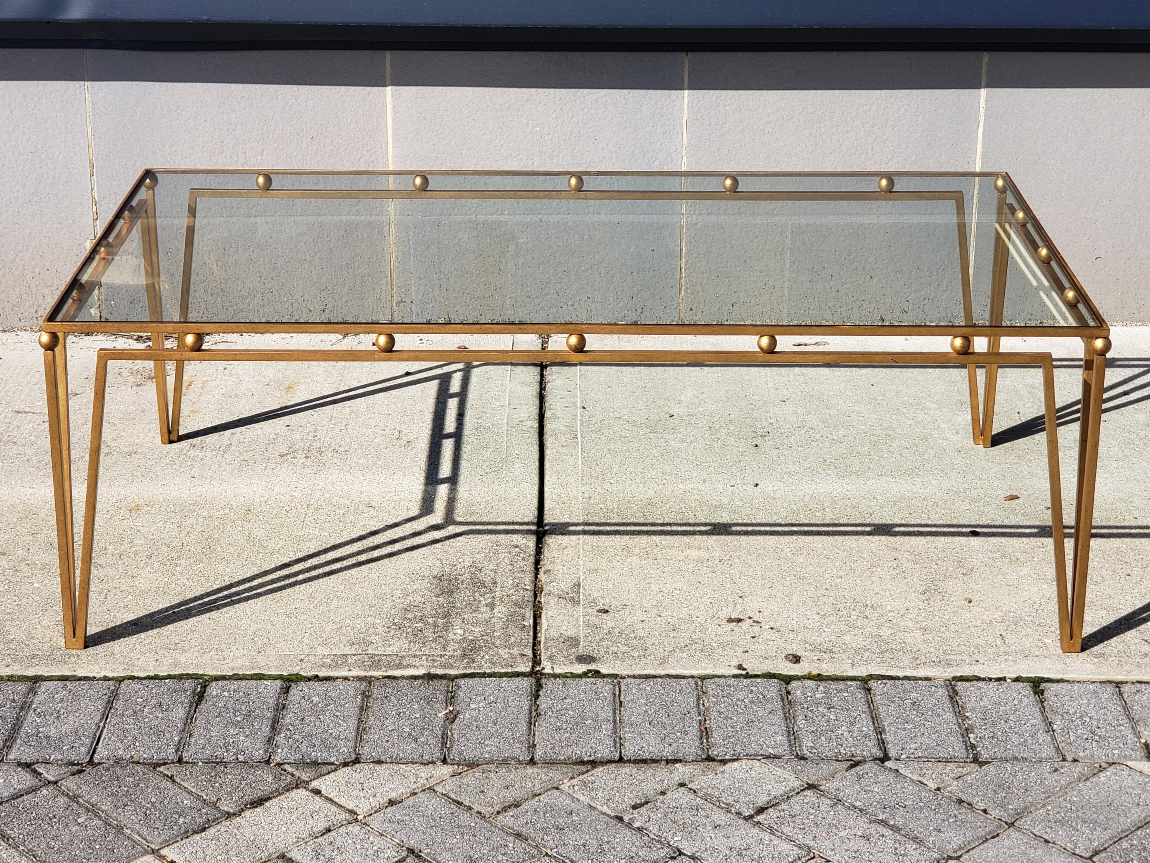 Gilt Iron Coffee Table Manner of Marc du Plantier In Good Condition In Kilmarnock, VA