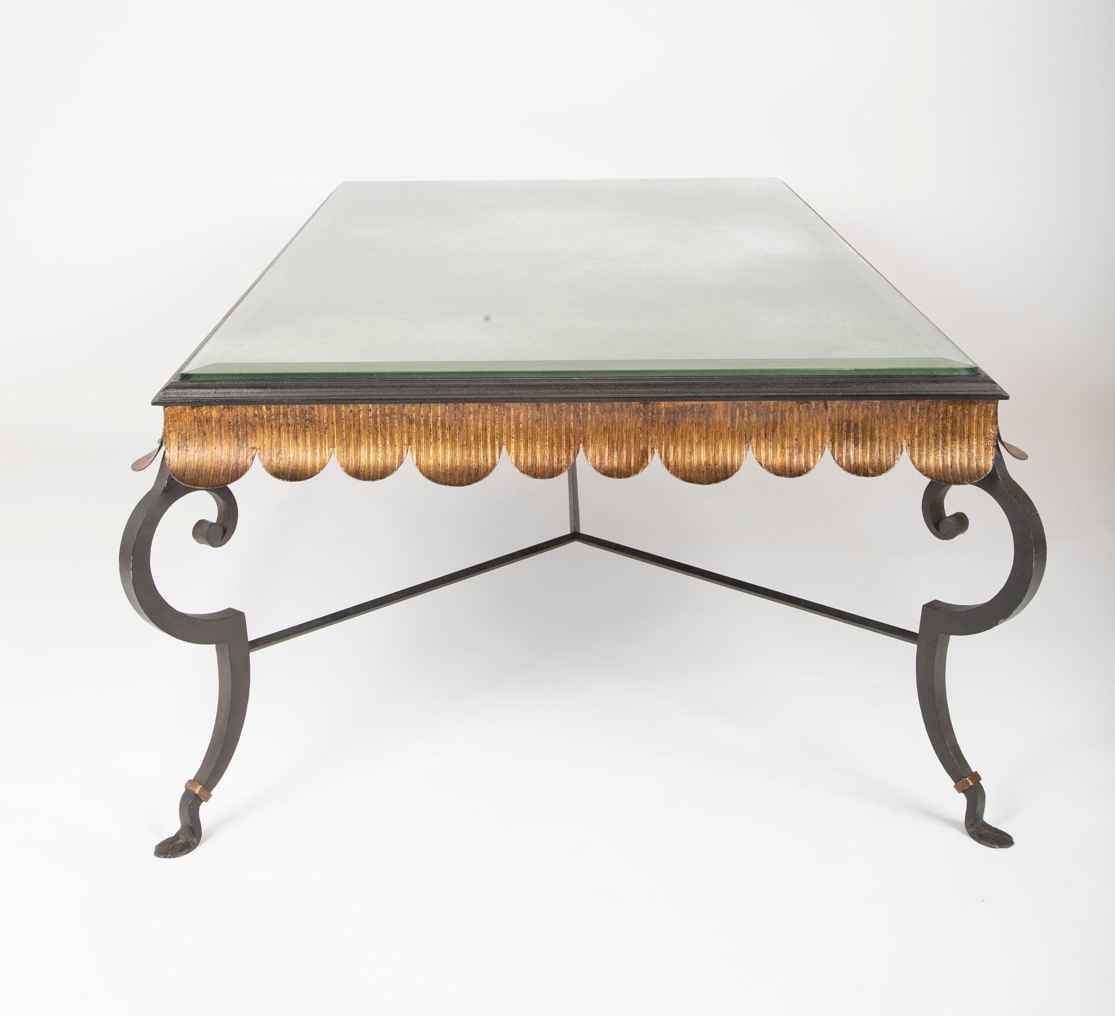 Gilt Iron Coffee Table with Custom Glass Top by Minton Spidell 3