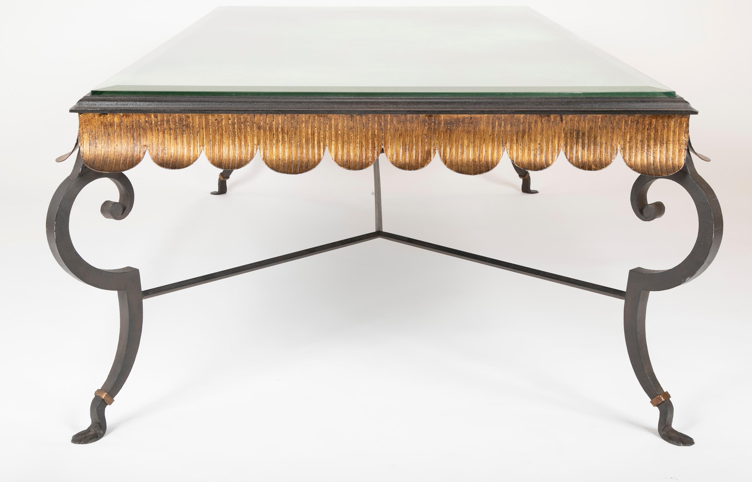 Gilt Iron Coffee Table with Custom Glass Top by Minton Spidell 4