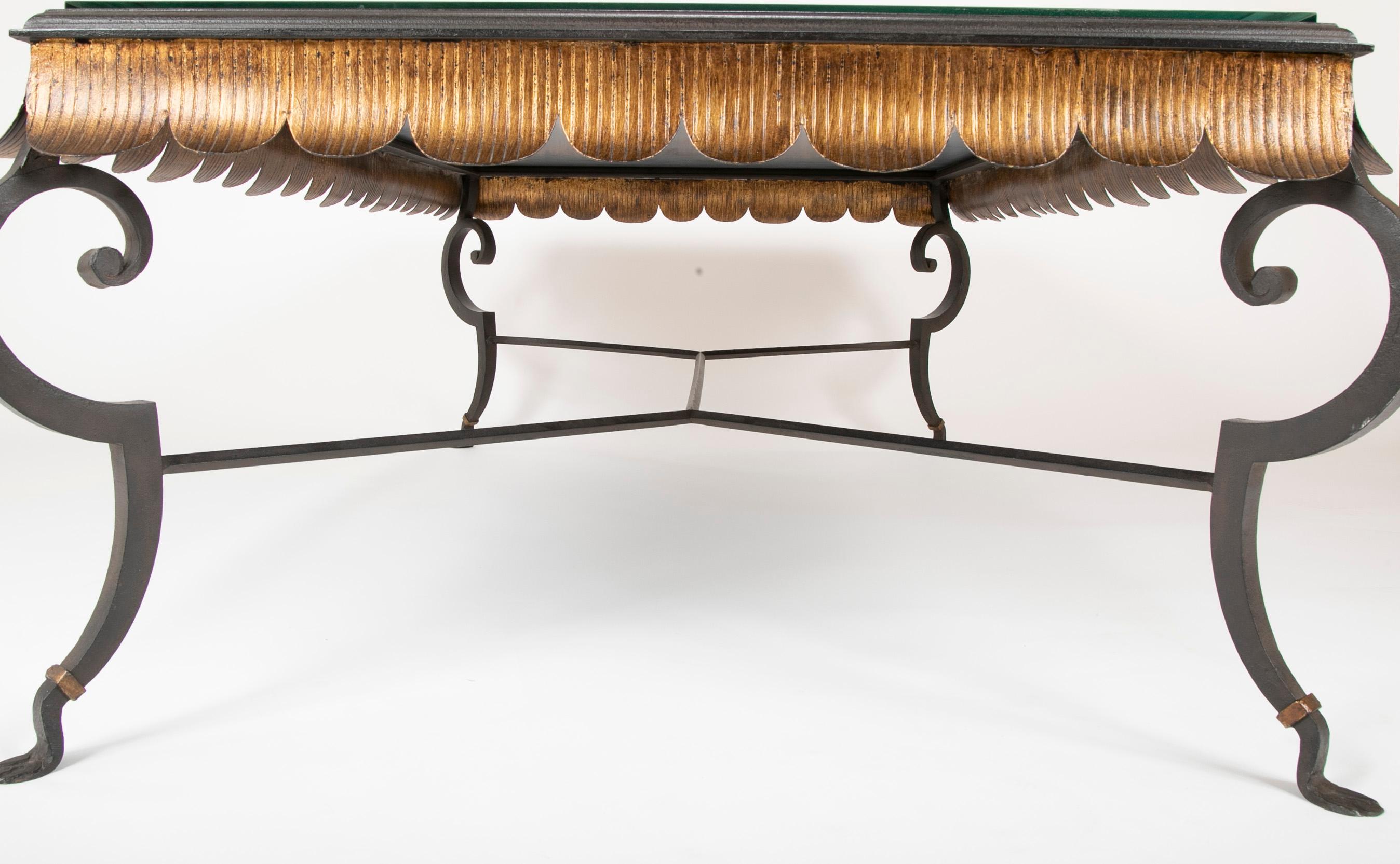 Gilt Iron Coffee Table with Custom Glass Top by Minton Spidell 5