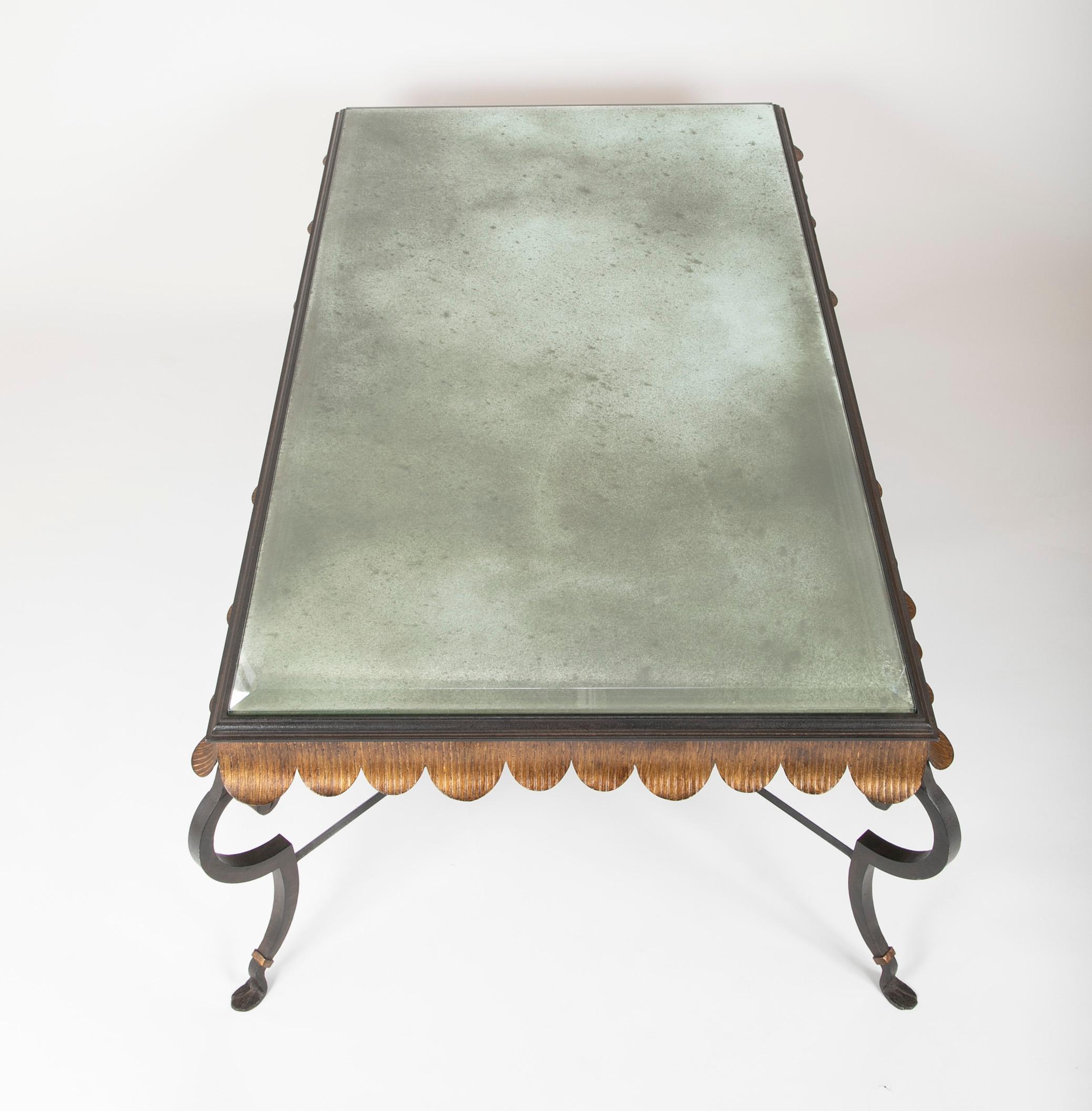 Gilt Iron Coffee Table with Custom Glass Top by Minton Spidell 6