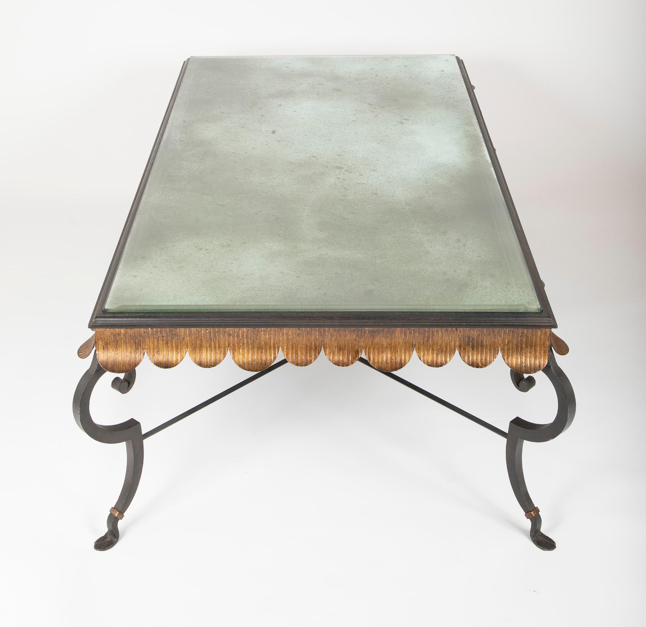 Gilt Iron Coffee Table with Custom Glass Top by Minton Spidell 2