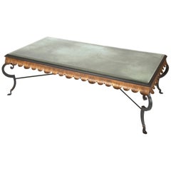 Gilt Iron Coffee Table with Custom Glass Top by Minton Spidell