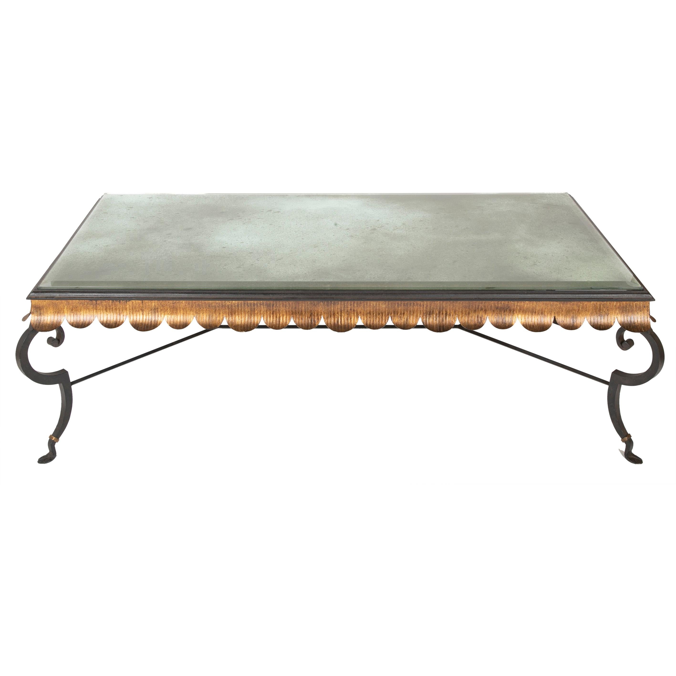 Gilt Iron Coffee Table with Custom Glass Top by Minton Spidell