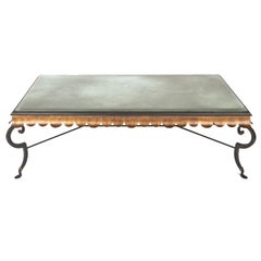Gilt Iron Coffee Table with Custom Glass Top by Minton Spidell