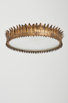 Gilt Iron Crown Ceiling Flush Light