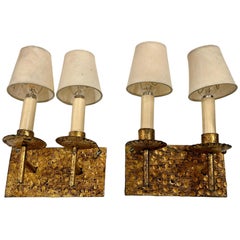 Gilt Iron Double Light Sconces