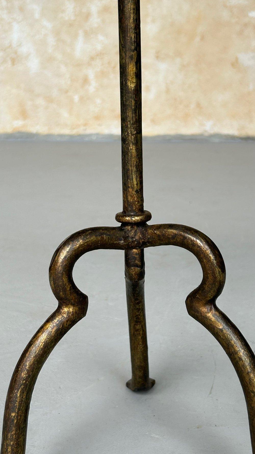 Gilt Iron Drinks Table on Arched Tripod Base For Sale 4