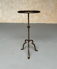 Gilt Iron Drinks Table on Arched Tripod Base