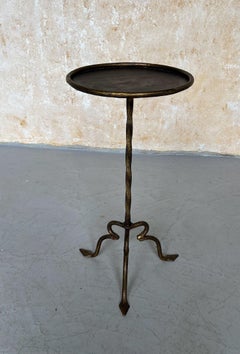 Gilt Iron Drinks Table on Arched Tripod Base