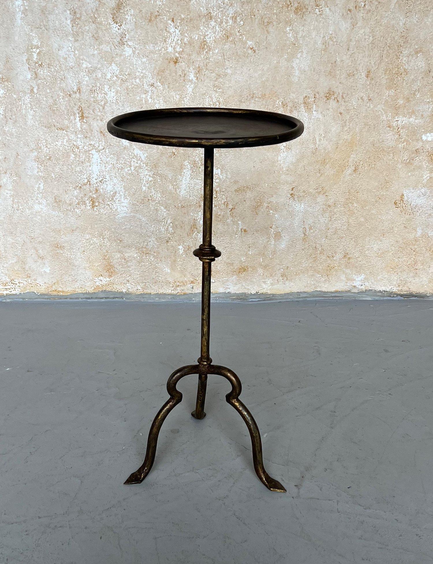 Spanish Gilt Iron Drinks Table on Arched Tripod Base For Sale
