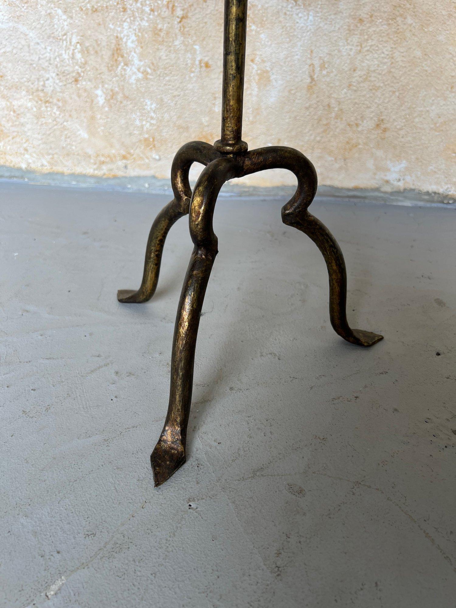Gilt Iron Drinks Table on Arched Tripod Base In Good Condition For Sale In Buchanan, NY
