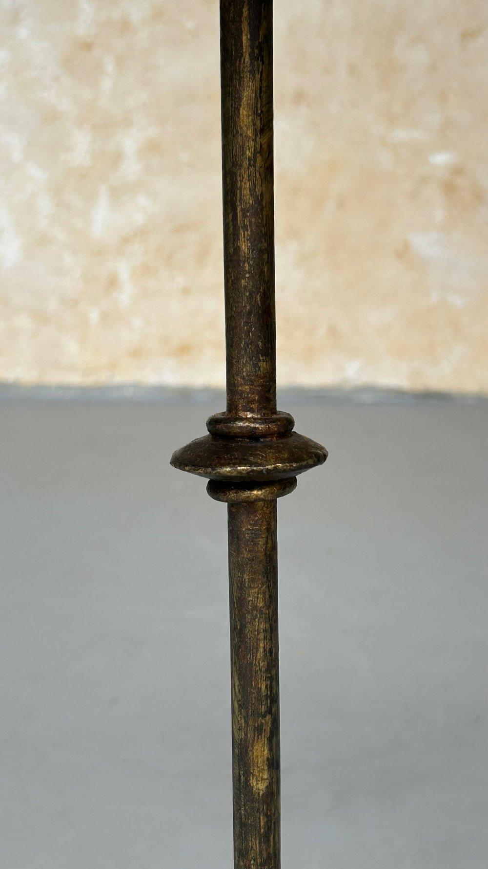 Contemporary Gilt Iron Drinks Table on Arched Tripod Base For Sale