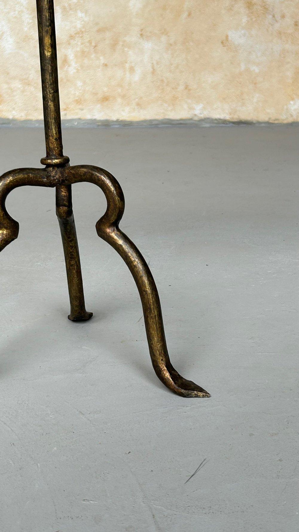 Metal Gilt Iron Drinks Table on Arched Tripod Base For Sale