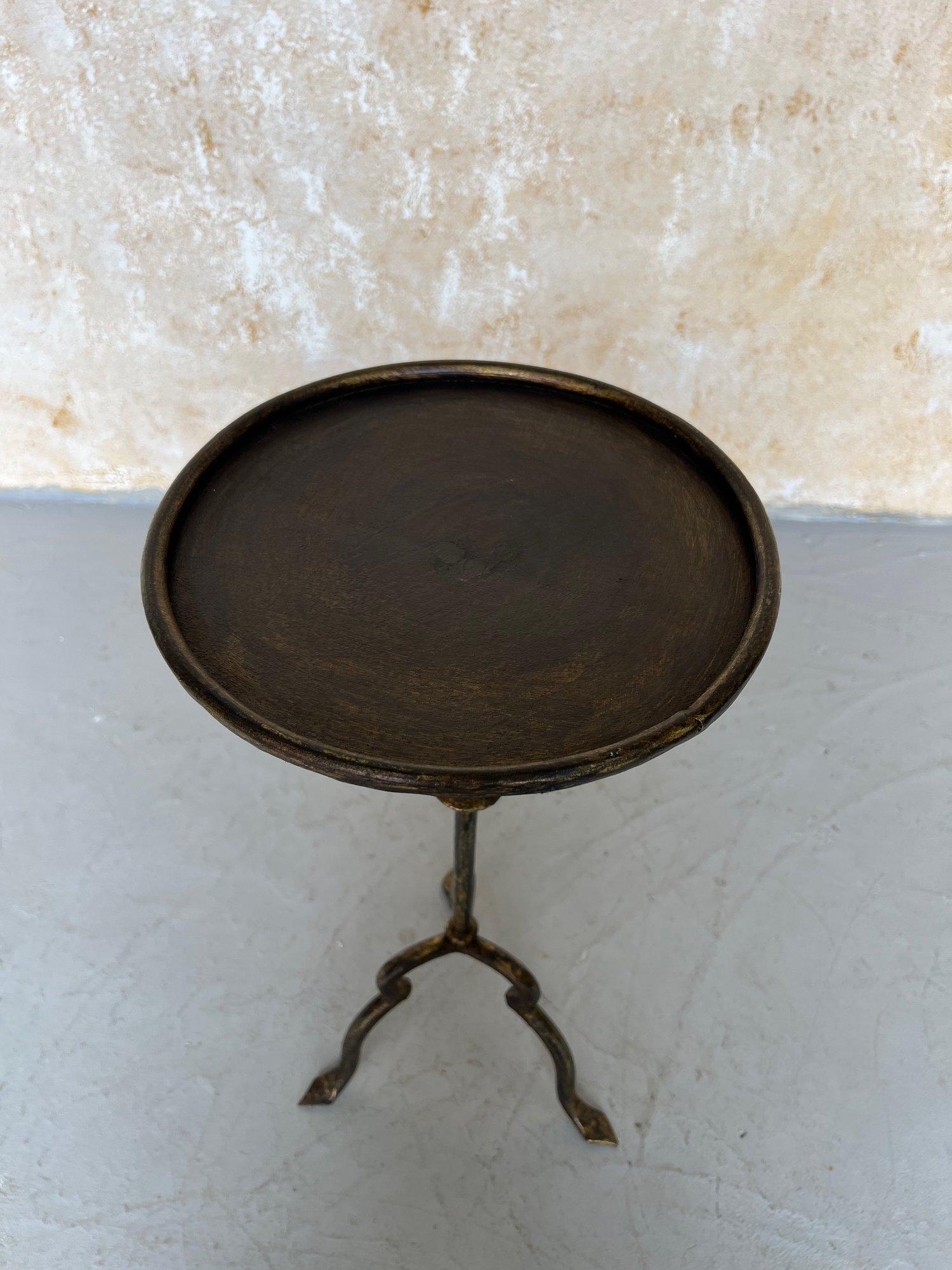 Gilt Iron Drinks Table on Arched Tripod Base For Sale 2