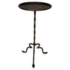 Gilt Iron Drinks Table on Arched Tripod Base