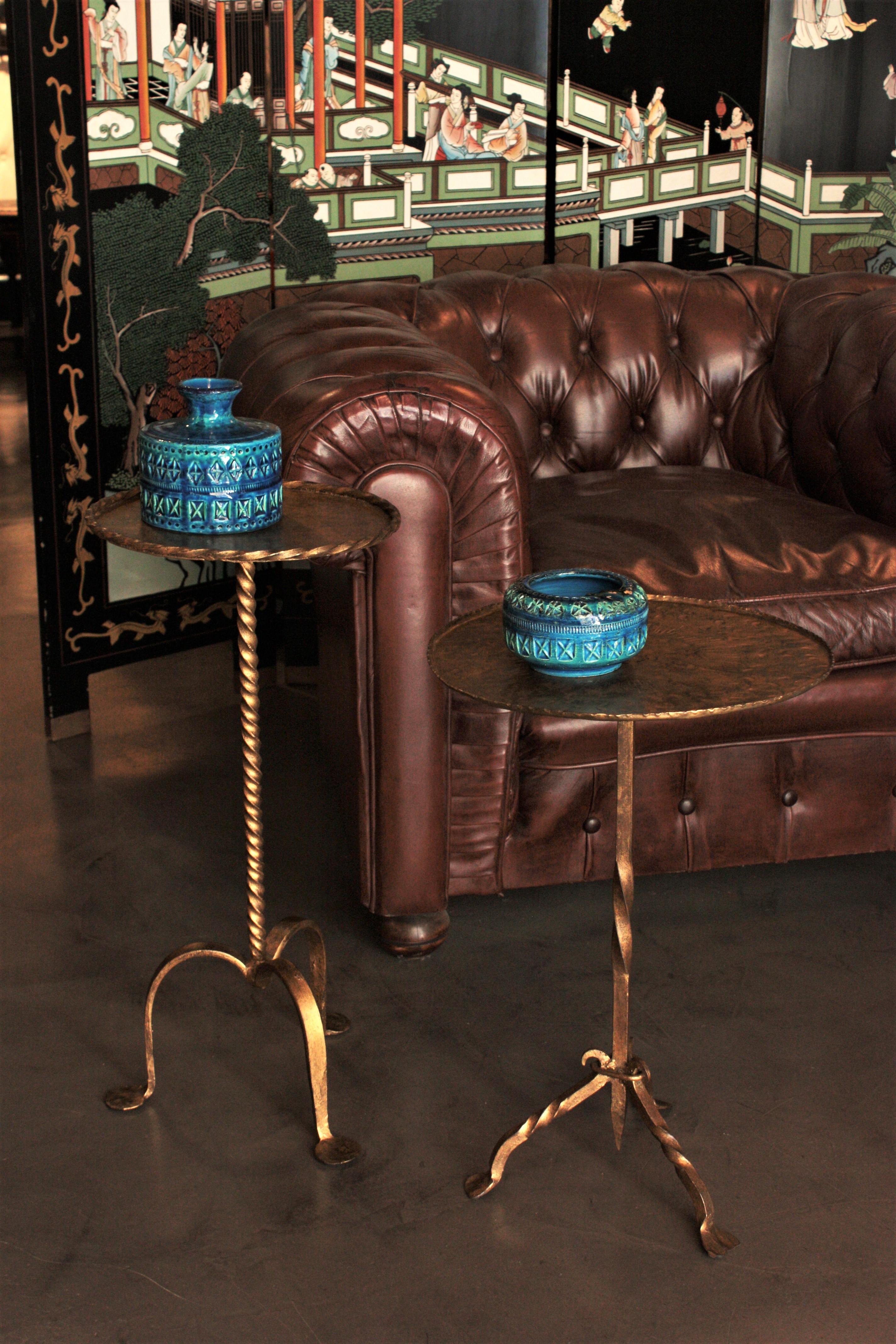 Gilt Iron Drinks Table or End Table with Twisted Edged Top 10