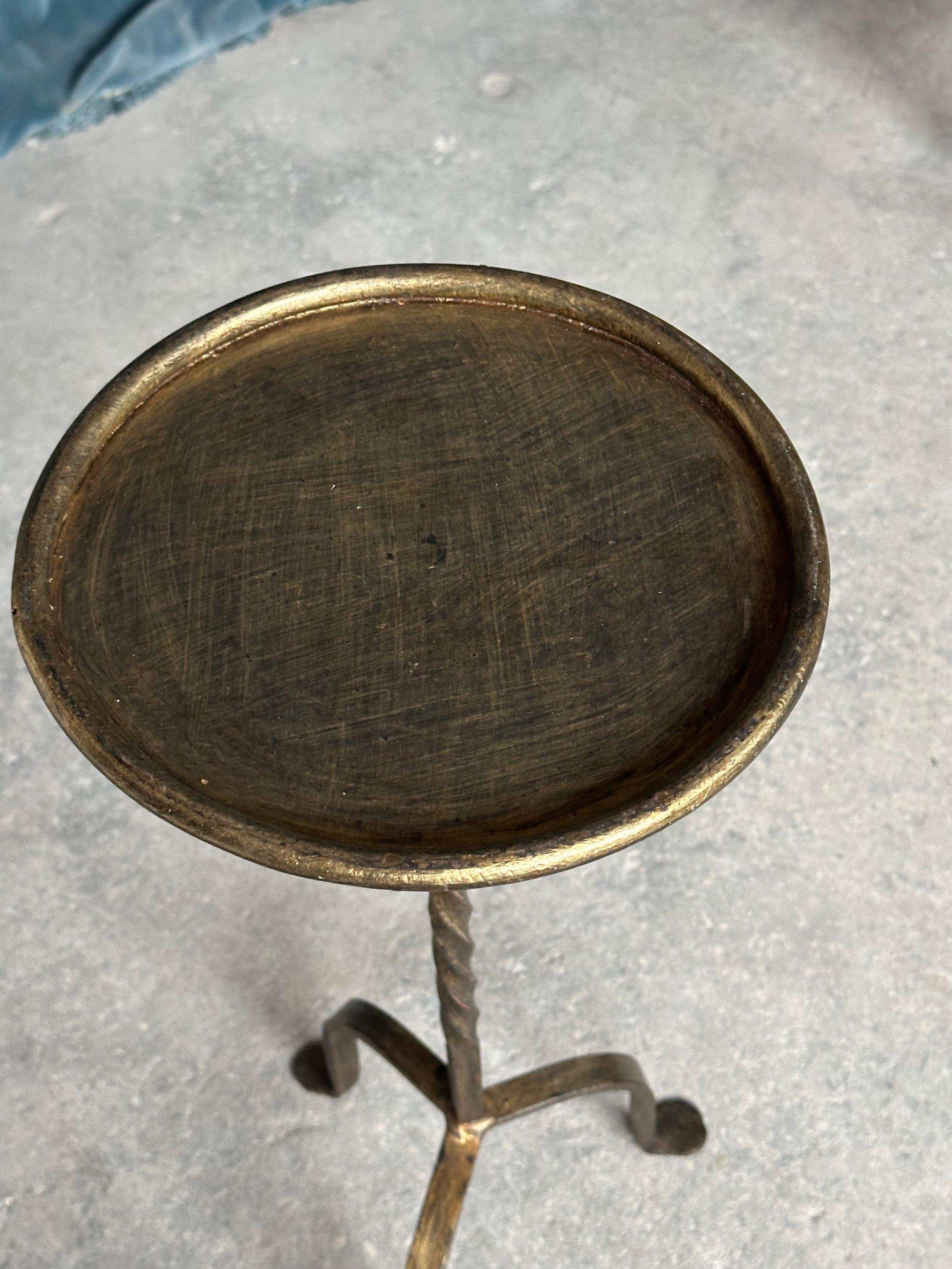 Gilt Iron Drinks Table with a Twisted Stem For Sale 4