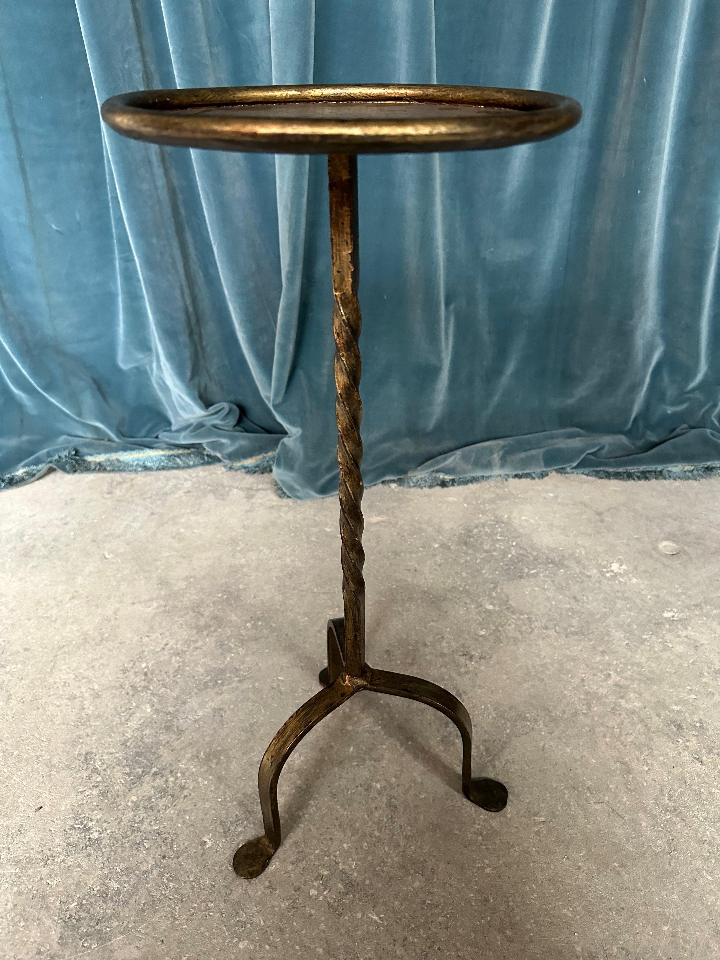 Spanish Gilt Iron Drinks Table with a Twisted Stem For Sale