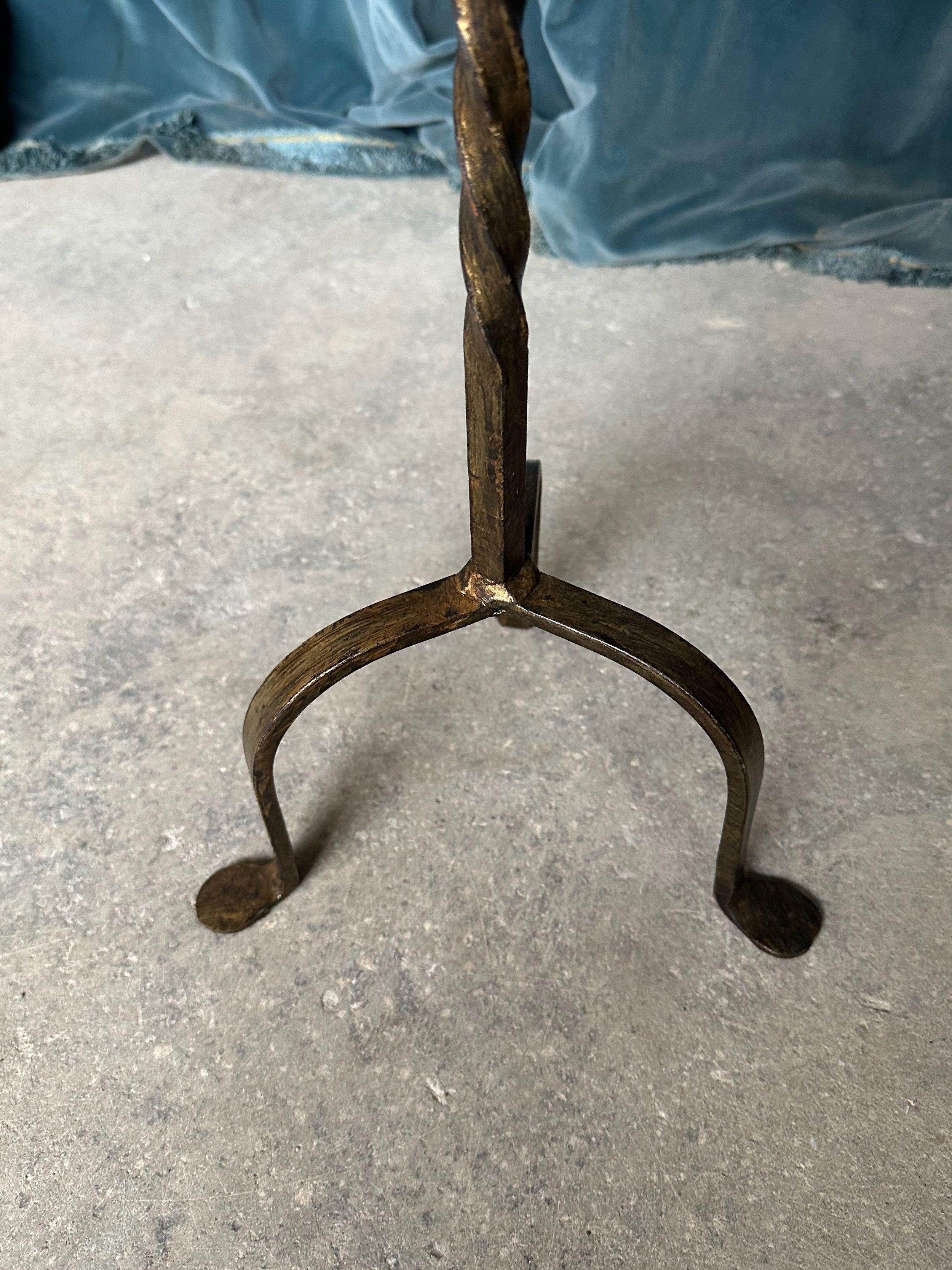 Gilt Iron Drinks Table with a Twisted Stem For Sale 2