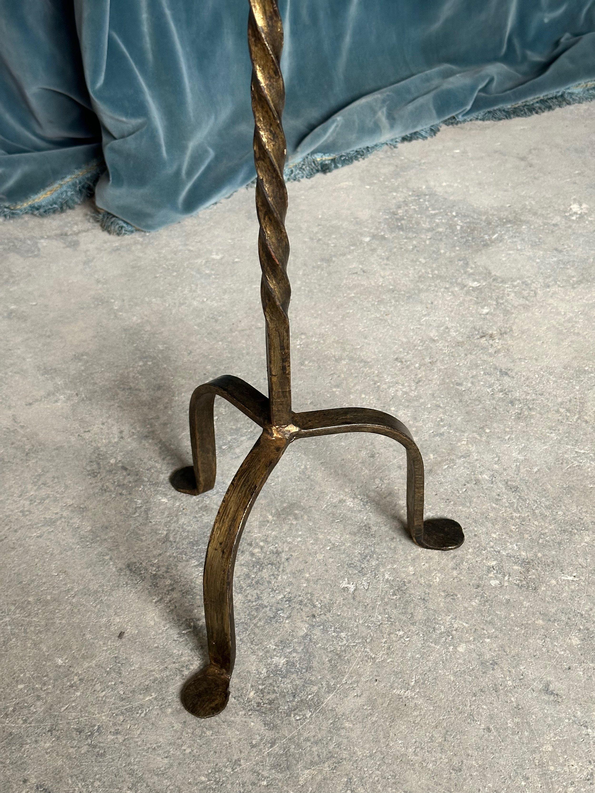 Gilt Iron Drinks Table with a Twisted Stem For Sale 3