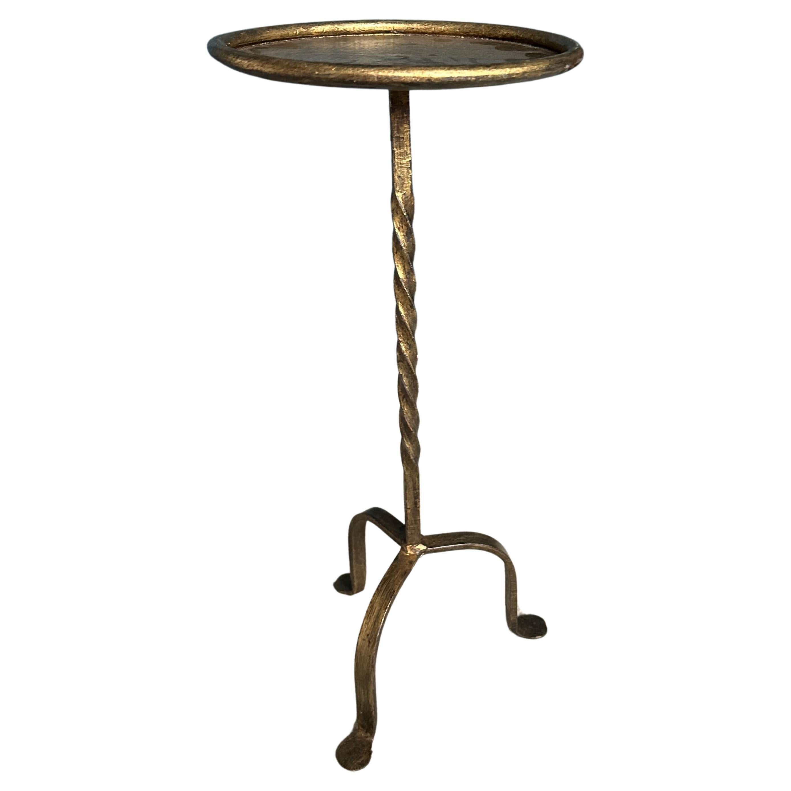 Gilt Iron Drinks Table with a Twisted Stem For Sale