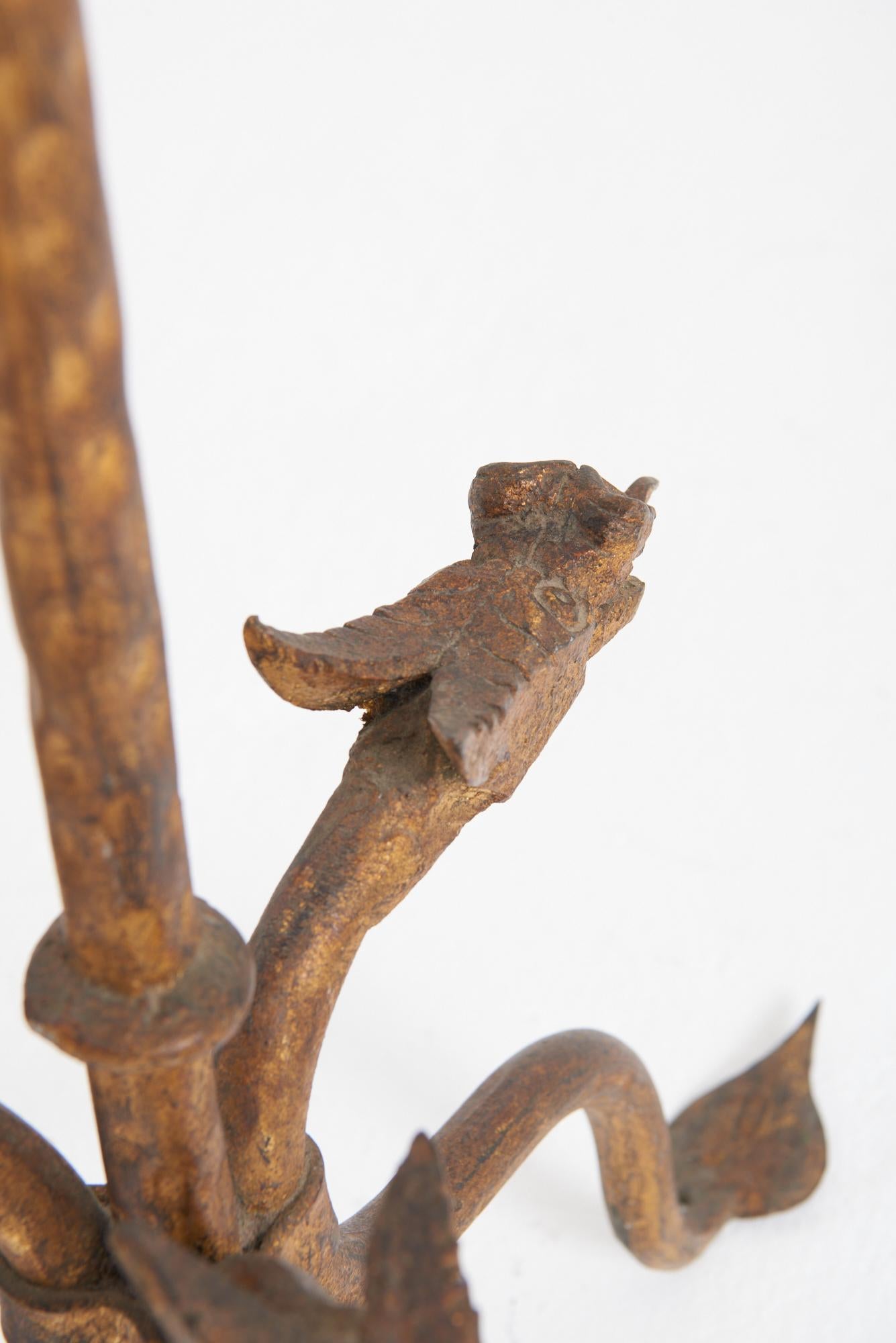 Mid-Century Modern Gilt Iron Floor Lamp with Satyrs