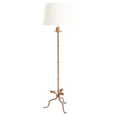 Gilt Iron Floor Lamp with Satyrs