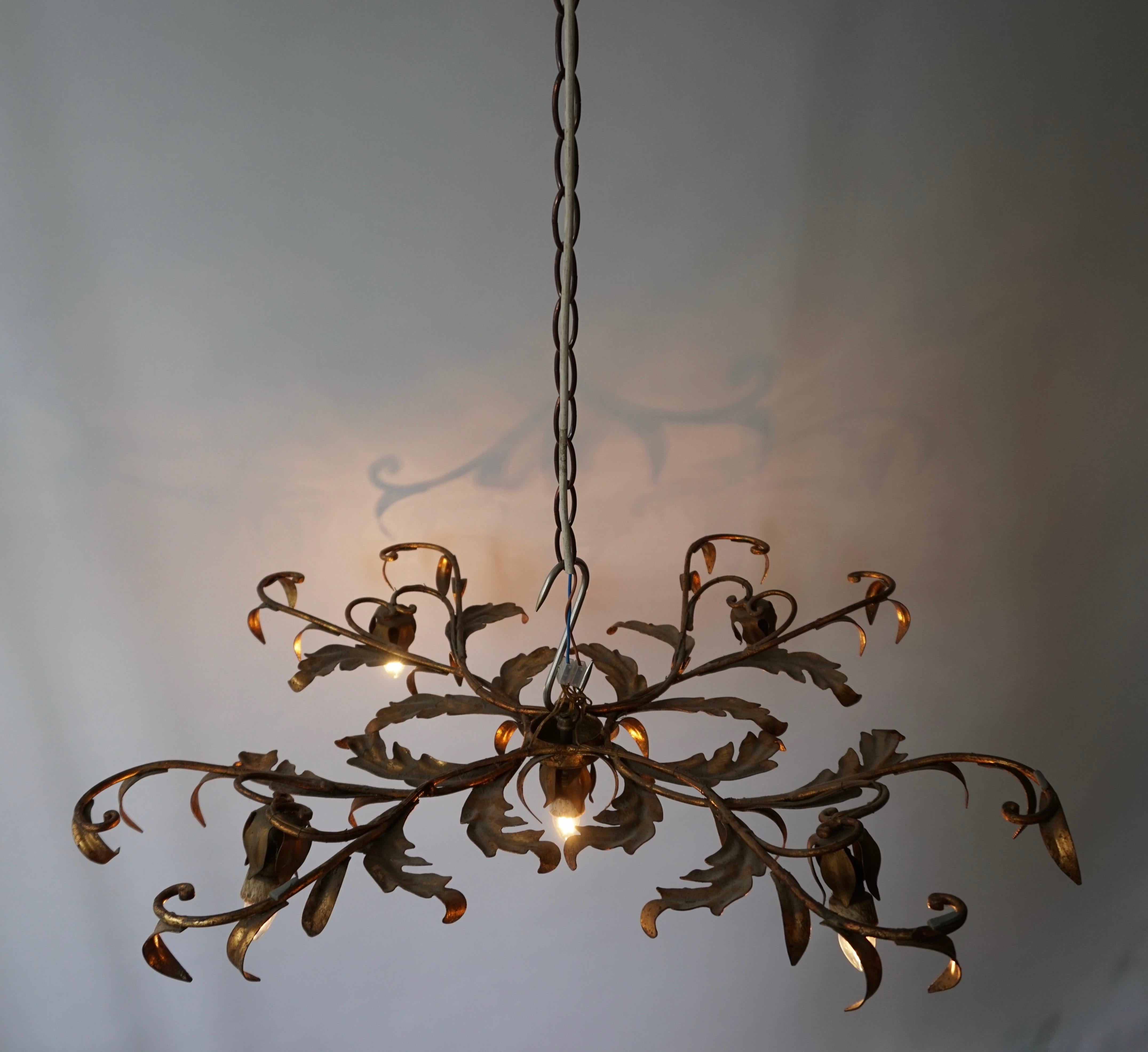 Gilt Iron Floral Wall Light / Ceiling Flush Mount For Sale 2
