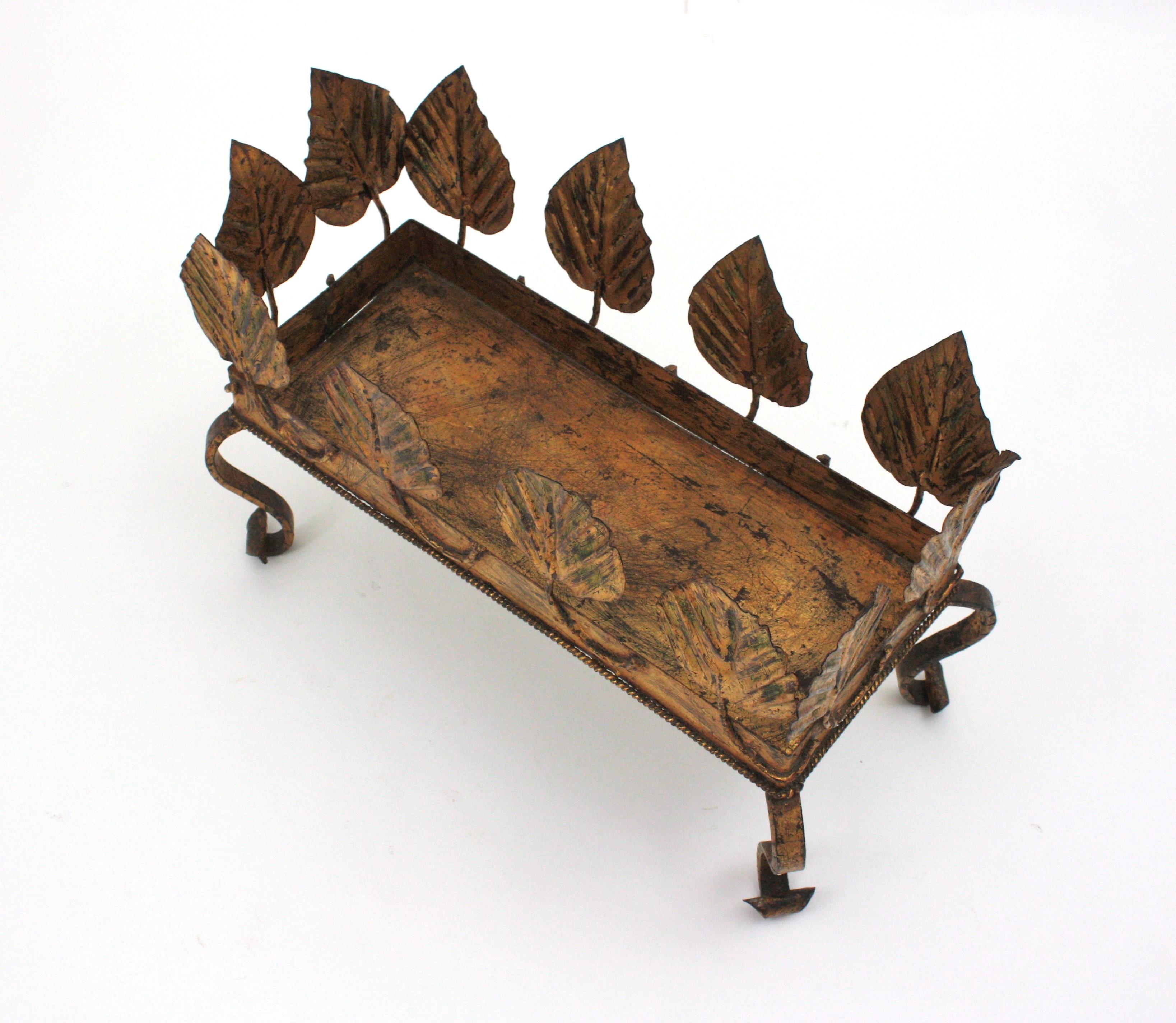 Gilt Iron Foliage Planter Jardinière, 1940s For Sale 5