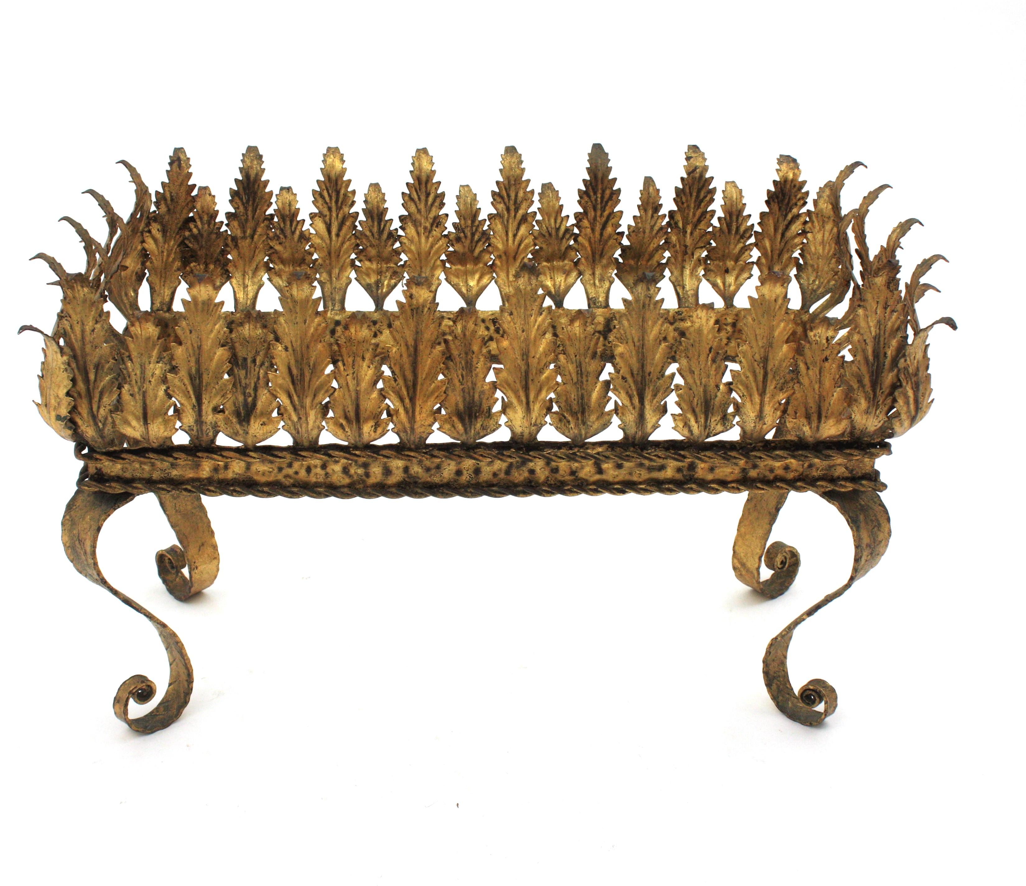 Gilt Iron Foliage Planter Jardinière, 1940s 6