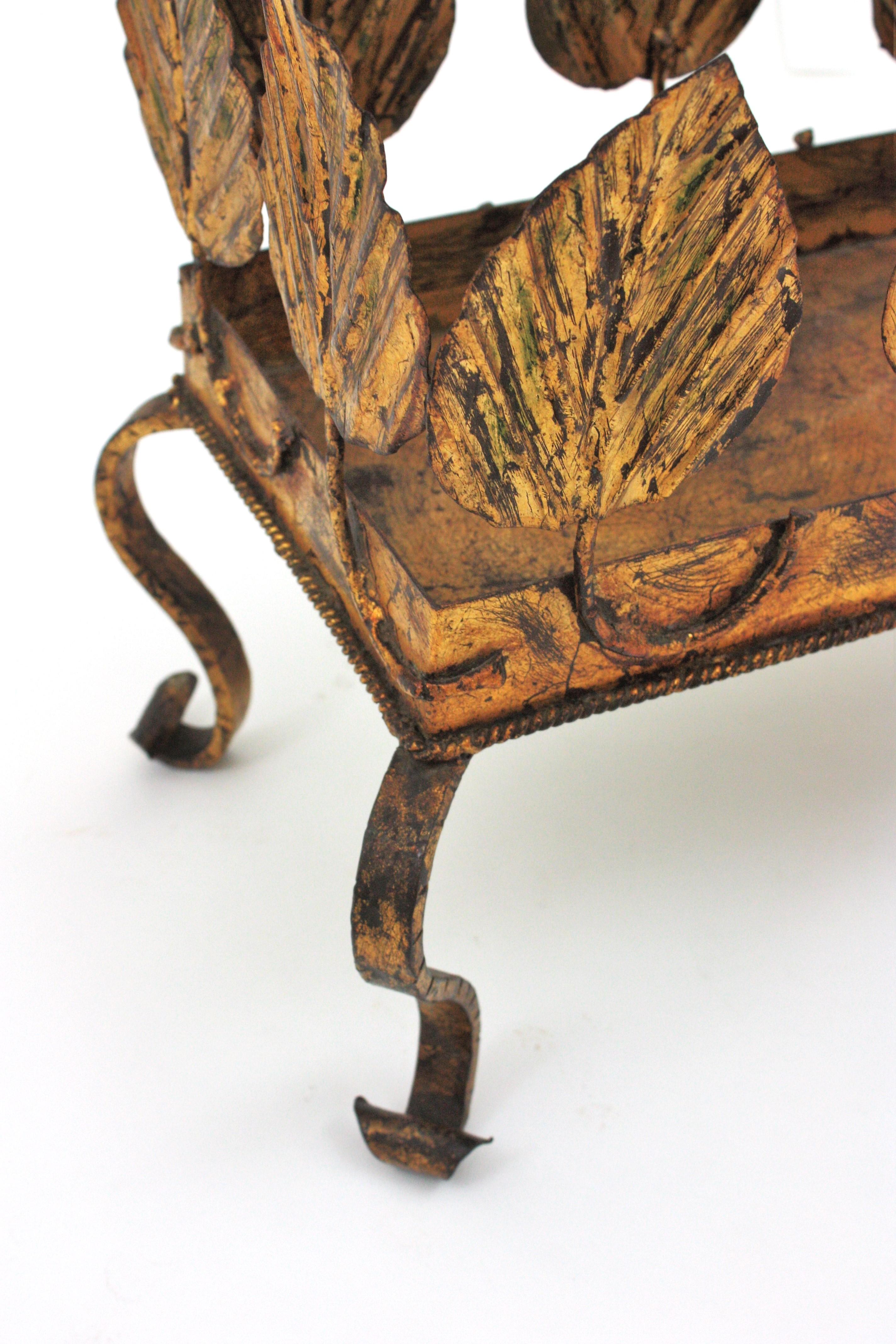 Gilt Iron Foliage Planter Jardinière, 1940s For Sale 6