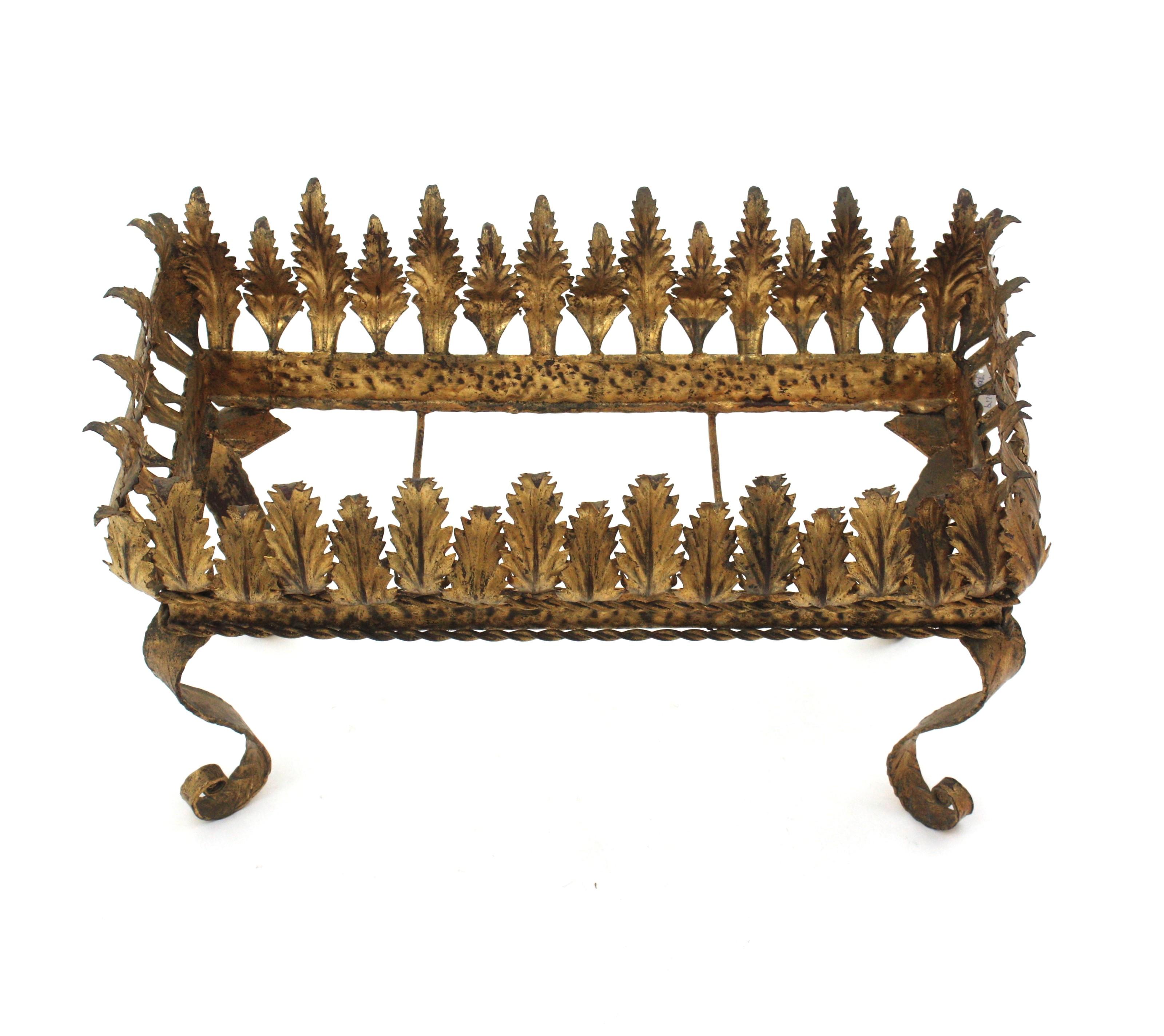 Gilt Iron Foliage Planter Jardinière, 1940s 7