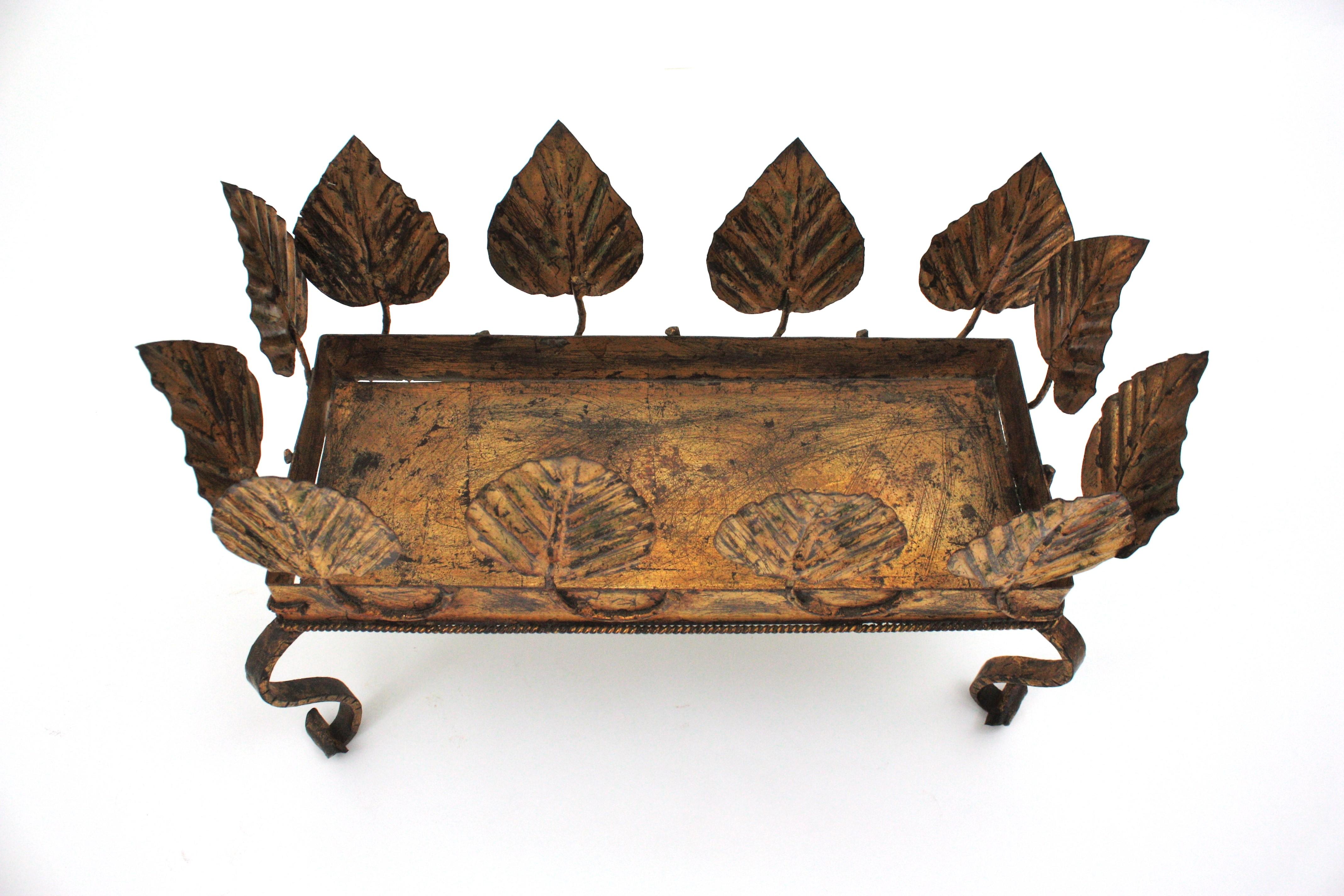 Gilt Iron Foliage Planter Jardinière, 1940s For Sale 7