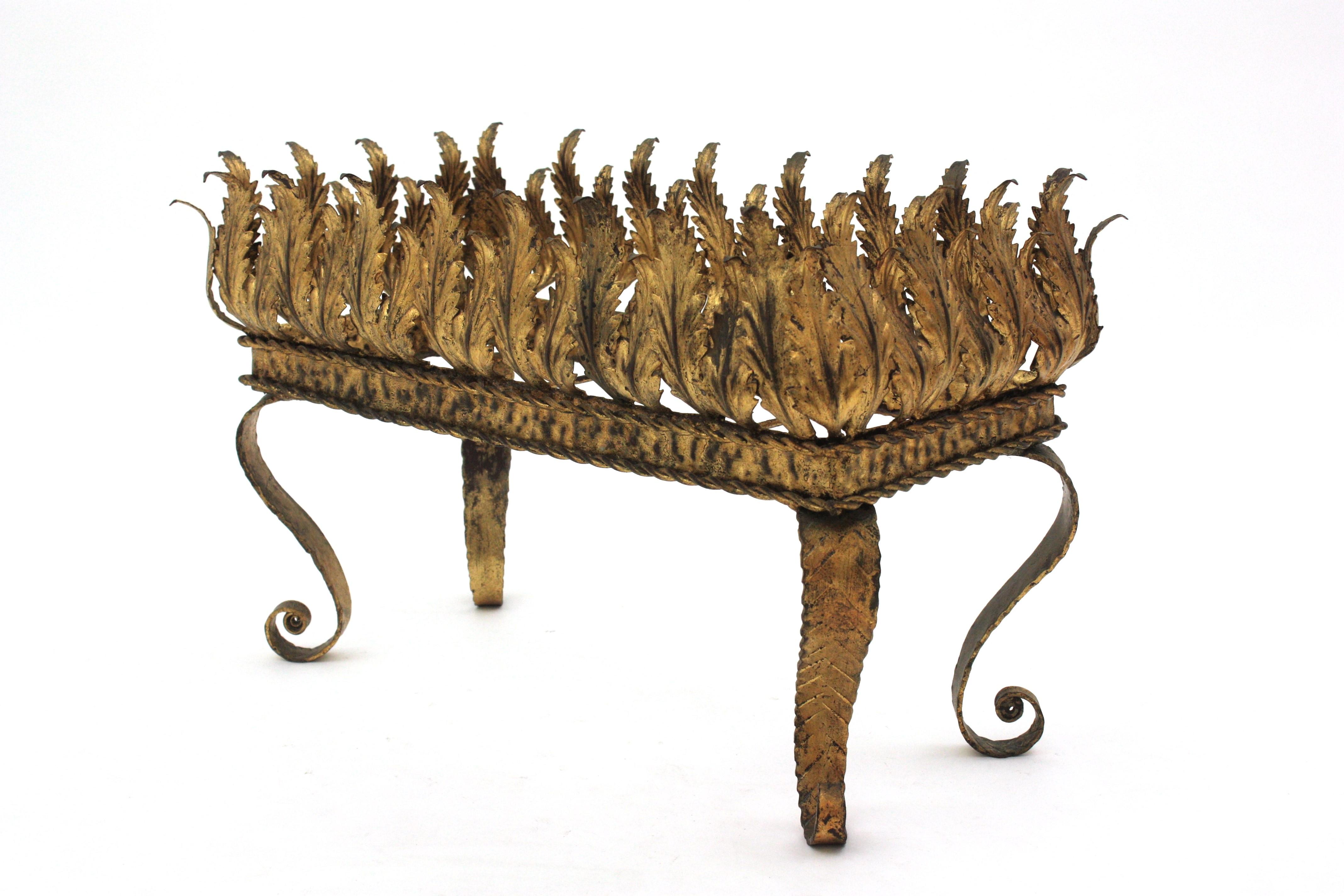 Gilt Iron Foliage Planter Jardinière, 1940s 10