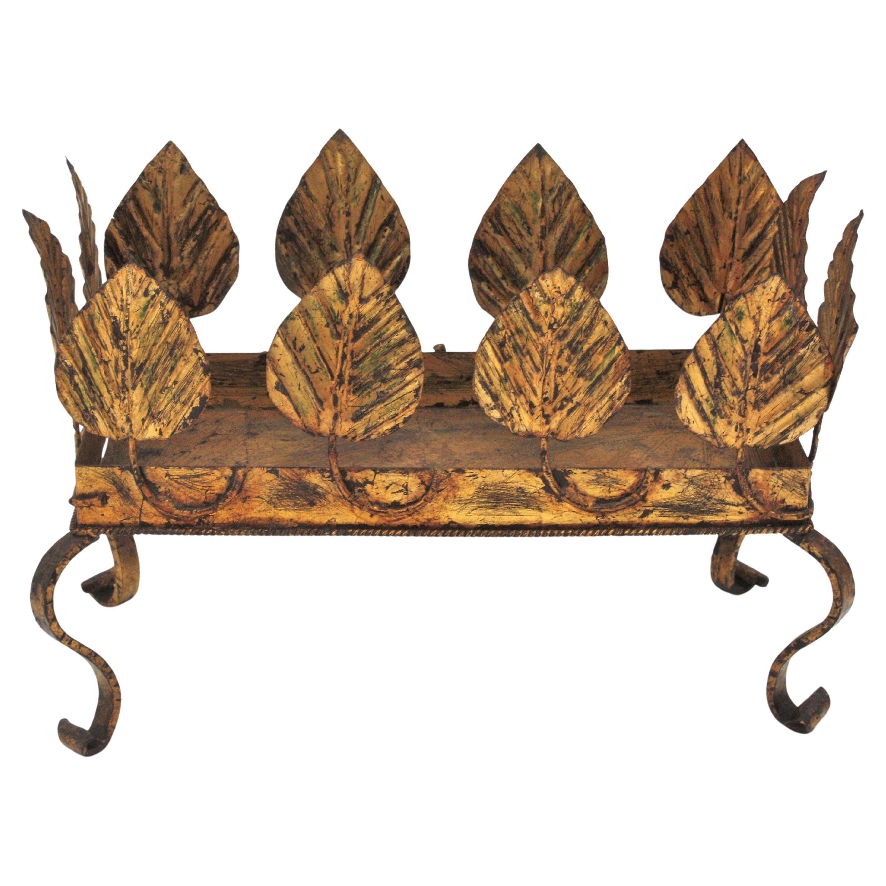 Hollywood Regency Gilt Iron Foliage Planter Jardinière, 1940s For Sale