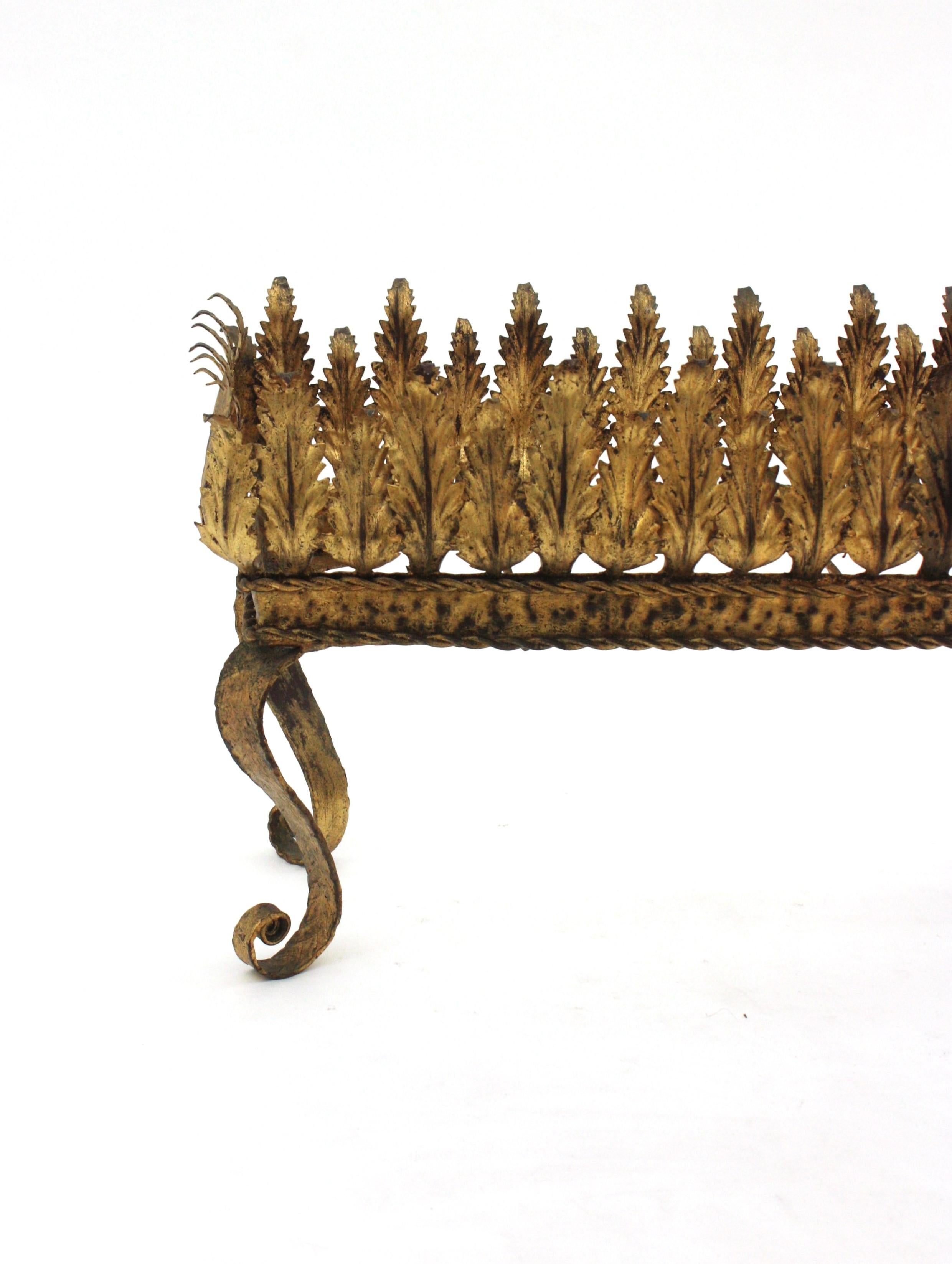20th Century Gilt Iron Foliage Planter Jardinière, 1940s